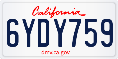 CA license plate 6YDY759