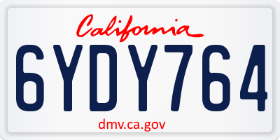 CA license plate 6YDY764