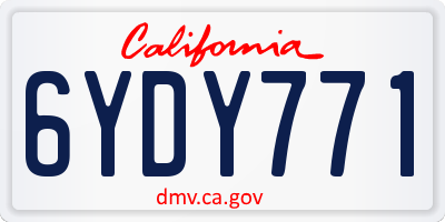 CA license plate 6YDY771