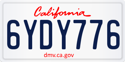 CA license plate 6YDY776