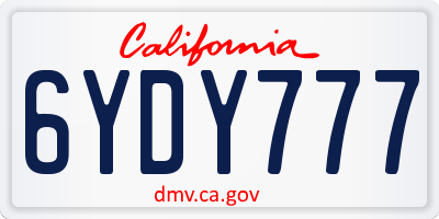 CA license plate 6YDY777