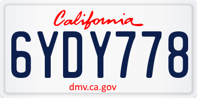 CA license plate 6YDY778