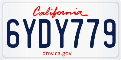 CA license plate 6YDY779