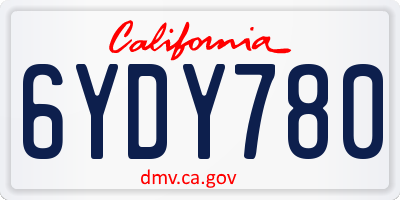 CA license plate 6YDY780