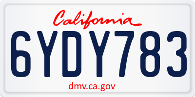 CA license plate 6YDY783