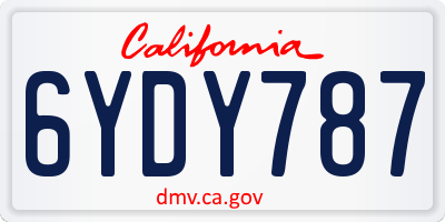 CA license plate 6YDY787
