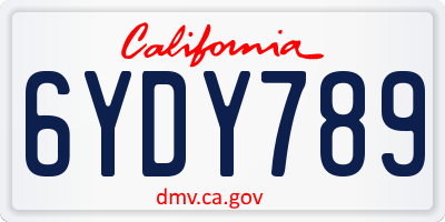 CA license plate 6YDY789