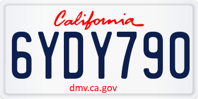 CA license plate 6YDY790