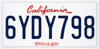 CA license plate 6YDY798