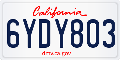 CA license plate 6YDY803