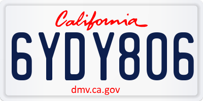 CA license plate 6YDY806
