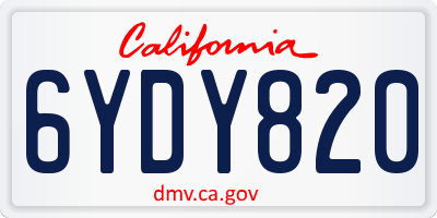 CA license plate 6YDY820