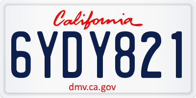 CA license plate 6YDY821