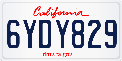CA license plate 6YDY829