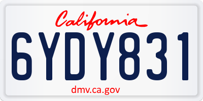 CA license plate 6YDY831