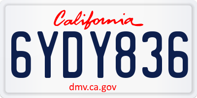 CA license plate 6YDY836
