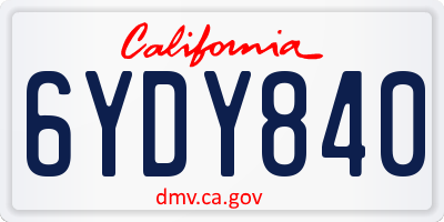 CA license plate 6YDY840
