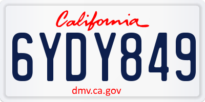 CA license plate 6YDY849