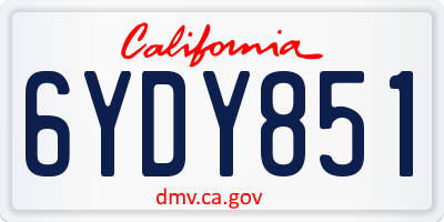 CA license plate 6YDY851