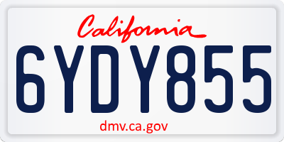 CA license plate 6YDY855