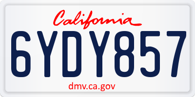 CA license plate 6YDY857