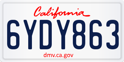 CA license plate 6YDY863