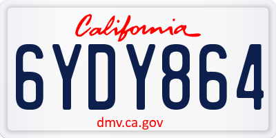 CA license plate 6YDY864