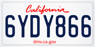 CA license plate 6YDY866