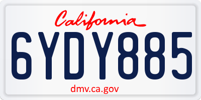 CA license plate 6YDY885