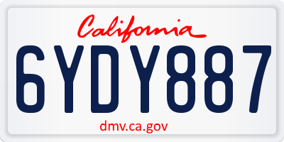 CA license plate 6YDY887