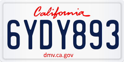 CA license plate 6YDY893