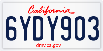 CA license plate 6YDY903