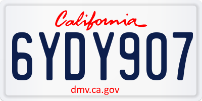 CA license plate 6YDY907