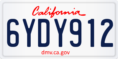 CA license plate 6YDY912