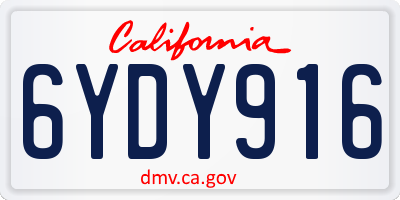 CA license plate 6YDY916