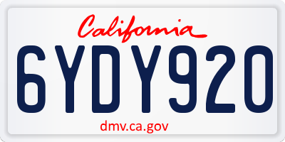 CA license plate 6YDY920
