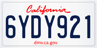 CA license plate 6YDY921