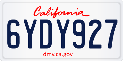 CA license plate 6YDY927