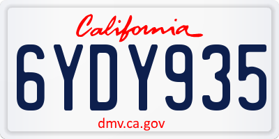 CA license plate 6YDY935