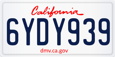 CA license plate 6YDY939