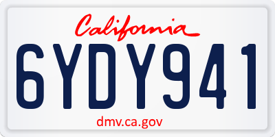 CA license plate 6YDY941