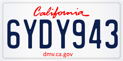 CA license plate 6YDY943