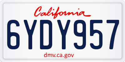 CA license plate 6YDY957