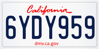 CA license plate 6YDY959
