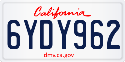 CA license plate 6YDY962