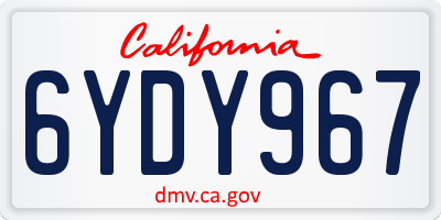 CA license plate 6YDY967