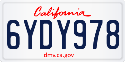 CA license plate 6YDY978