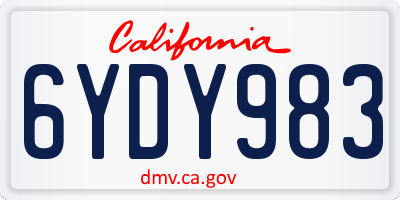 CA license plate 6YDY983