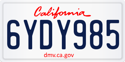 CA license plate 6YDY985