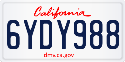 CA license plate 6YDY988